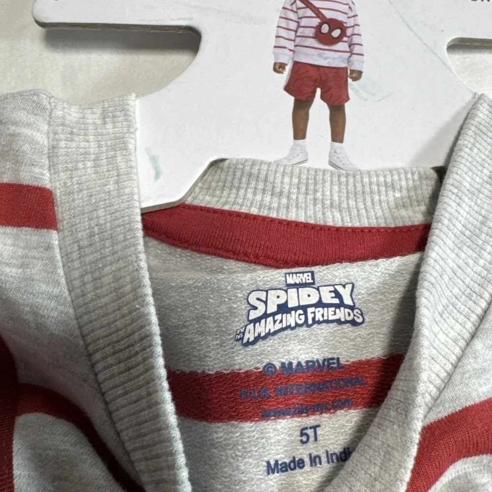 Marvel Spidey and His Amazing Friends Boys 2pc Sweat Short Set 5T Red & Gray